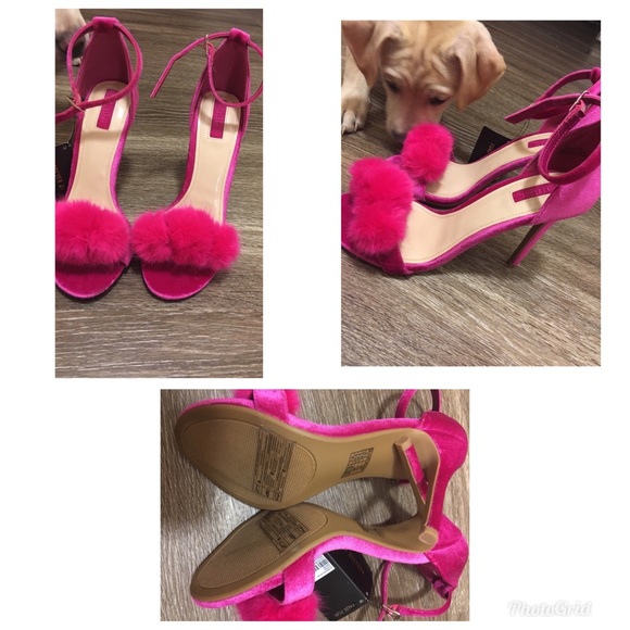 pink fluffy heels